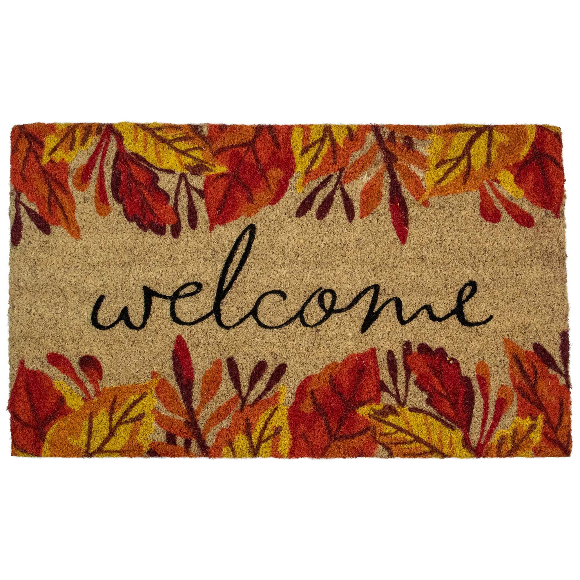 Leafy Fall Harvest Rectangular Welcome Doormat